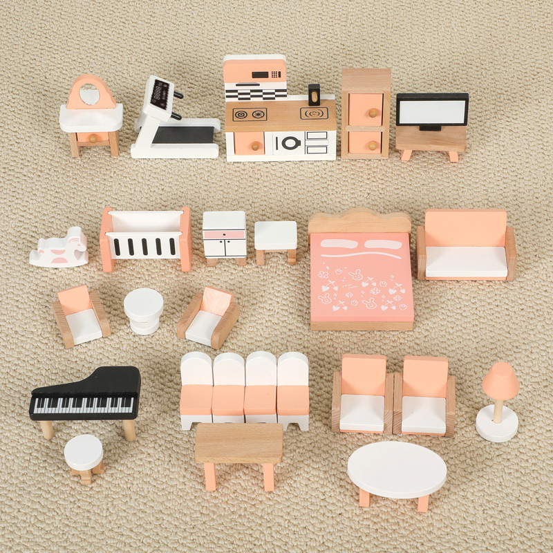 Simulated DIY wooden three-story princess villa