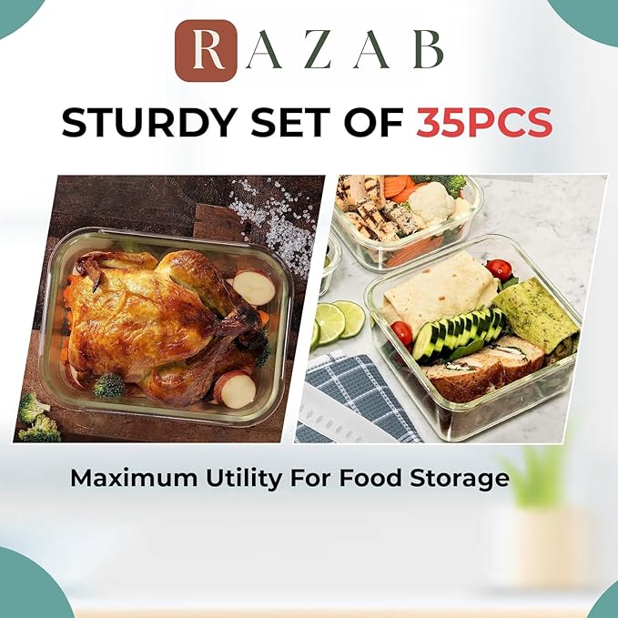 35 Pc Set Glass Food Storage Containers