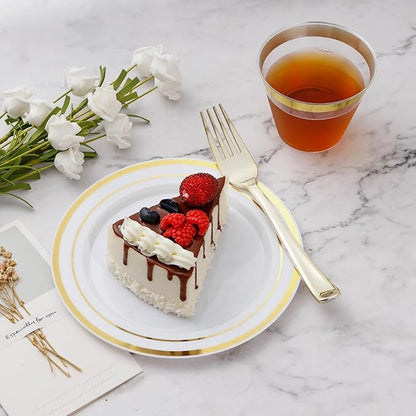 600PCS Gold Dinnerware Set for 100 Guests