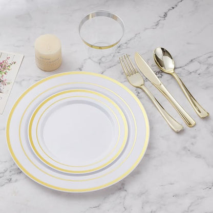 600PCS Gold Dinnerware Set for 100 Guests