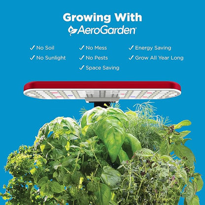 Harvest Lite in Cherry Red, Soil-Free Indoor Hydroponic Garden with LED Grow Light for Year-Round Gardening of up to 6 Herbs and Vegetables