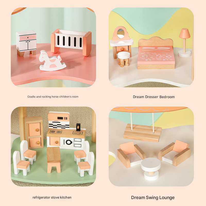 Simulated DIY wooden three-story princess villa