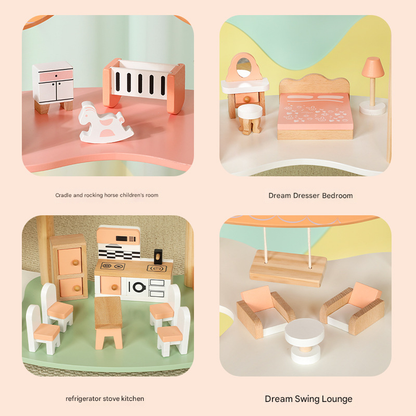Simulated DIY wooden three-story princess villa