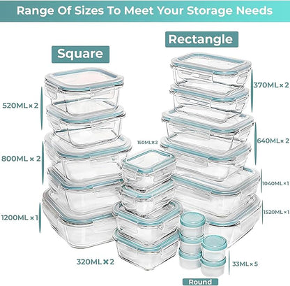 35 Pc Set Glass Food Storage Containers