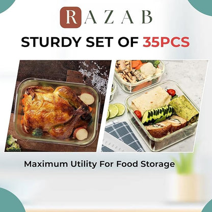 35 Pc Set Glass Food Storage Containers
