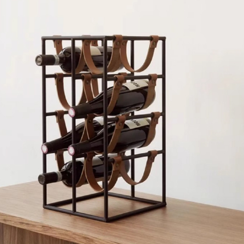 Modern style leather wine rack
