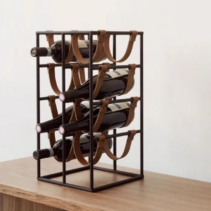 Modern style leather wine rack