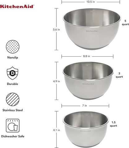 Steel Mixing Bowls, Set Of 3