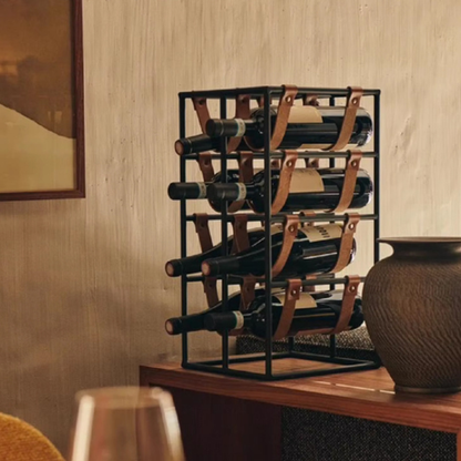 Modern style leather wine rack
