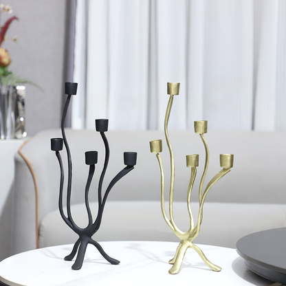 Modern minimalist irregular metal branch multi-headed candlestick decorative ornament
